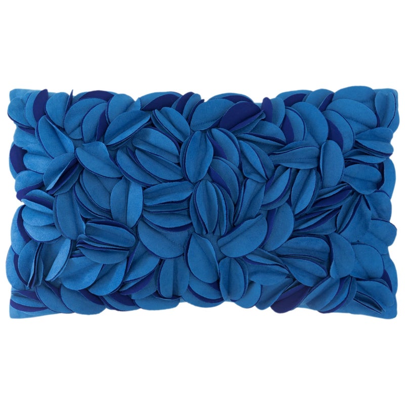 KINGROSE 3D Floral Decorative Throw Pillow Cover Handmade Soft Pillow Case Sham Solid Cushion Cover for Bedroom Home Decor Sofa 12 x 20 Inches Solid Suede Blue - Image 1